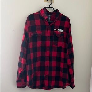 Burnside Steamworks Brewing Co Buffalo Plaid Flannel Shirt XL